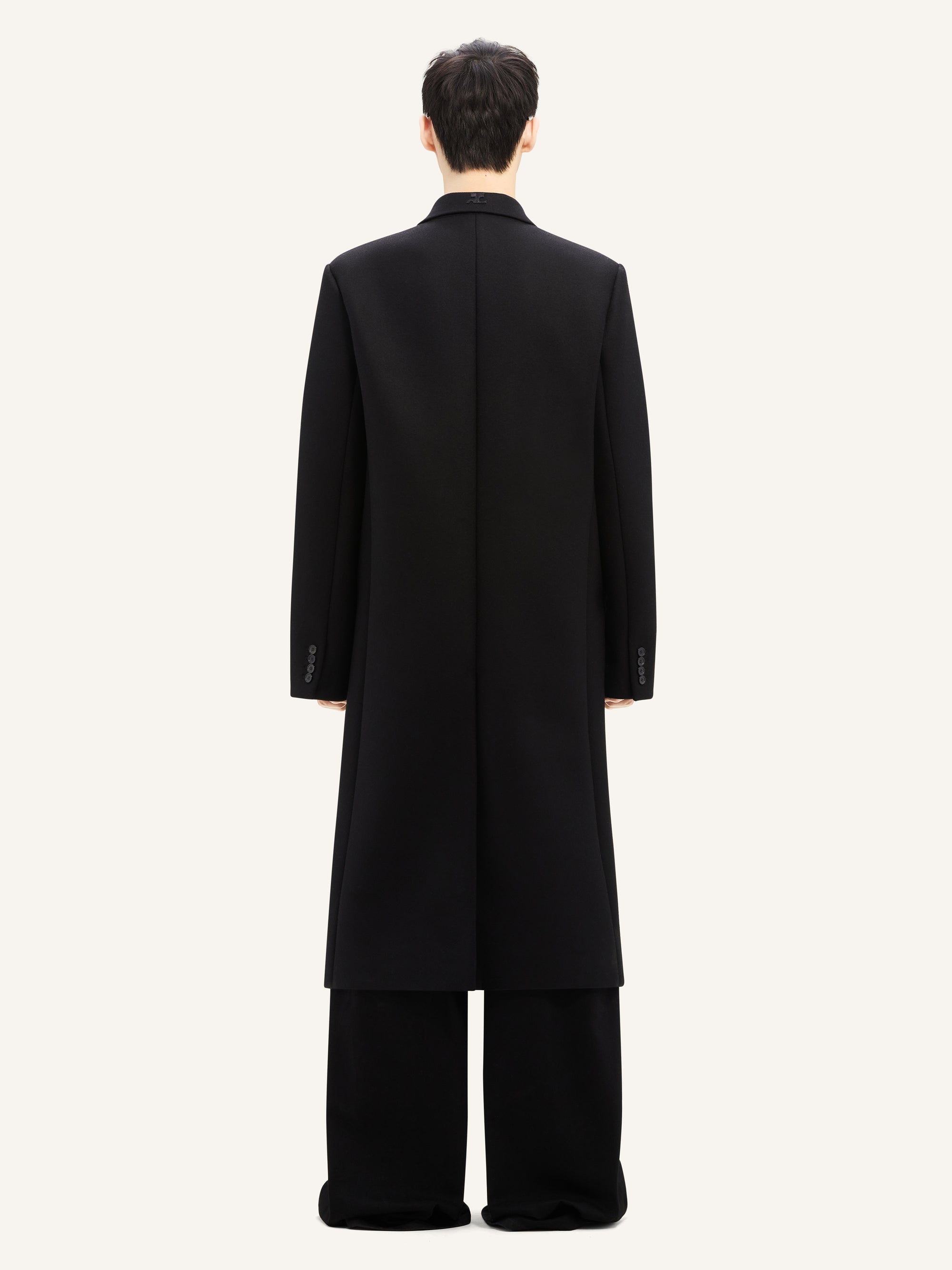 PREMIUM 17pcs NEW / MANTEAU LONG TAILLEUR EN LAINE - Black