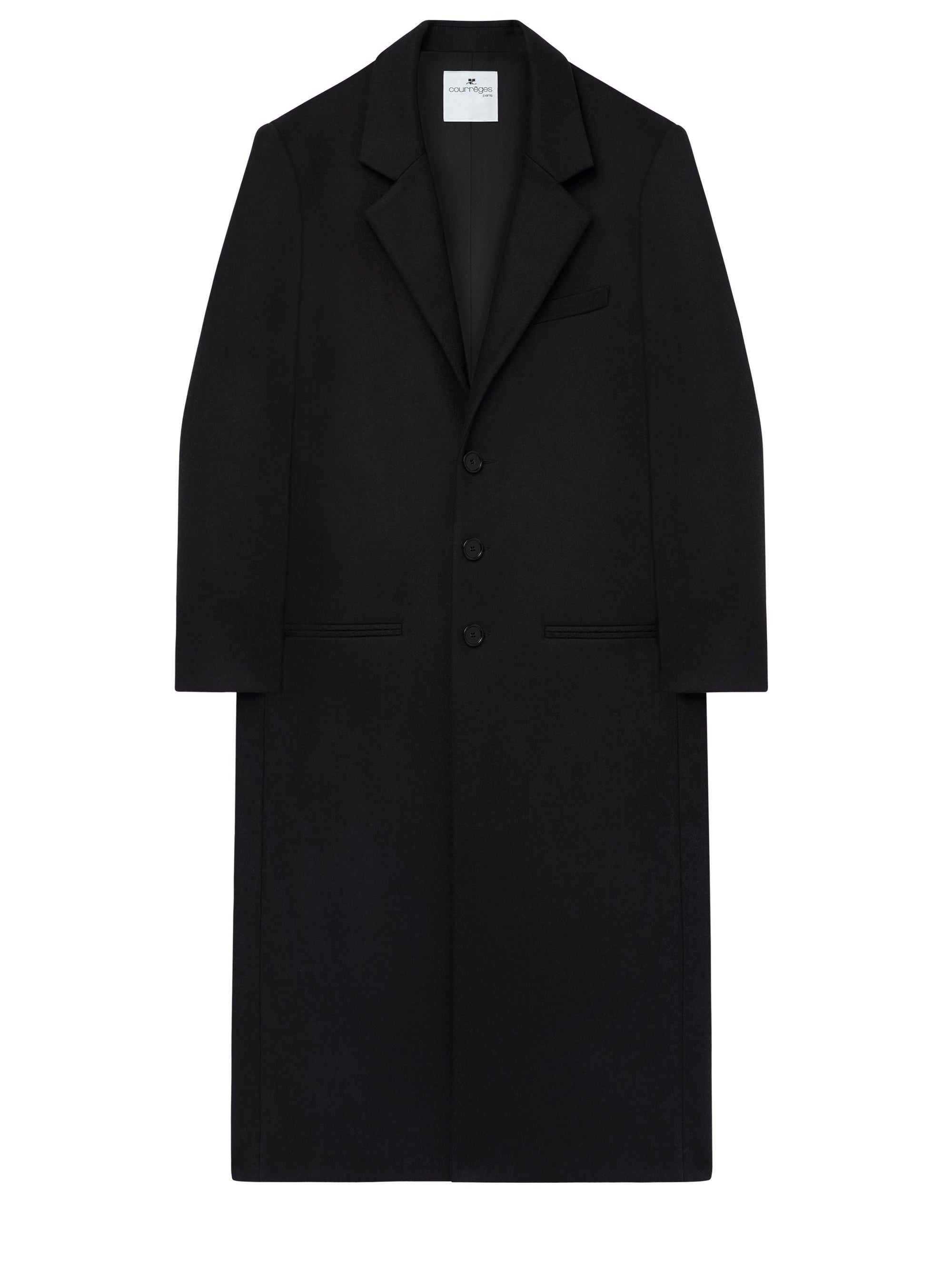 PREMIUM 17pcs NEW / MANTEAU LONG TAILLEUR EN LAINE - Black