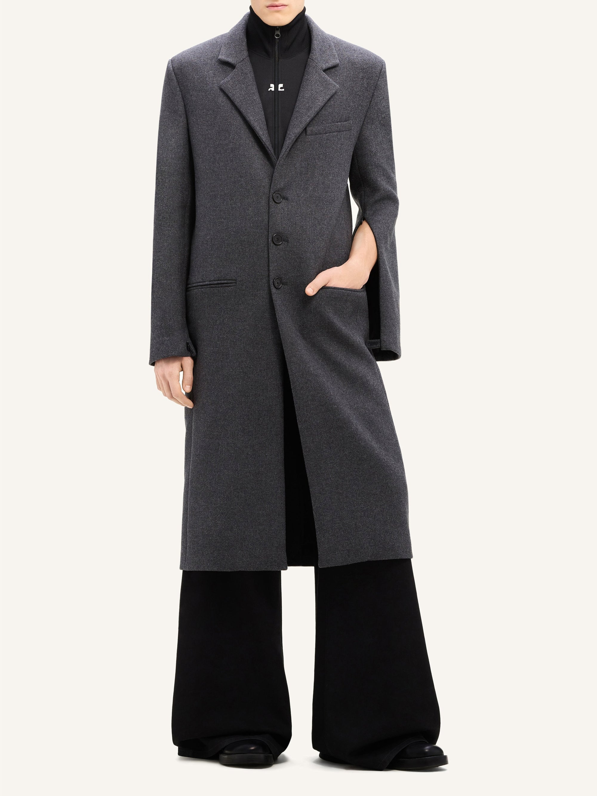 PREMIUM 11pcs NEW / MANTEAU LONG TAILLEUR EN LAINE - Gris Chine
