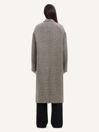 PREMIUM 15pcs NEW / MANTEAU LONG COCOON PRINCE DE GALLES - Sand & Mud Brown