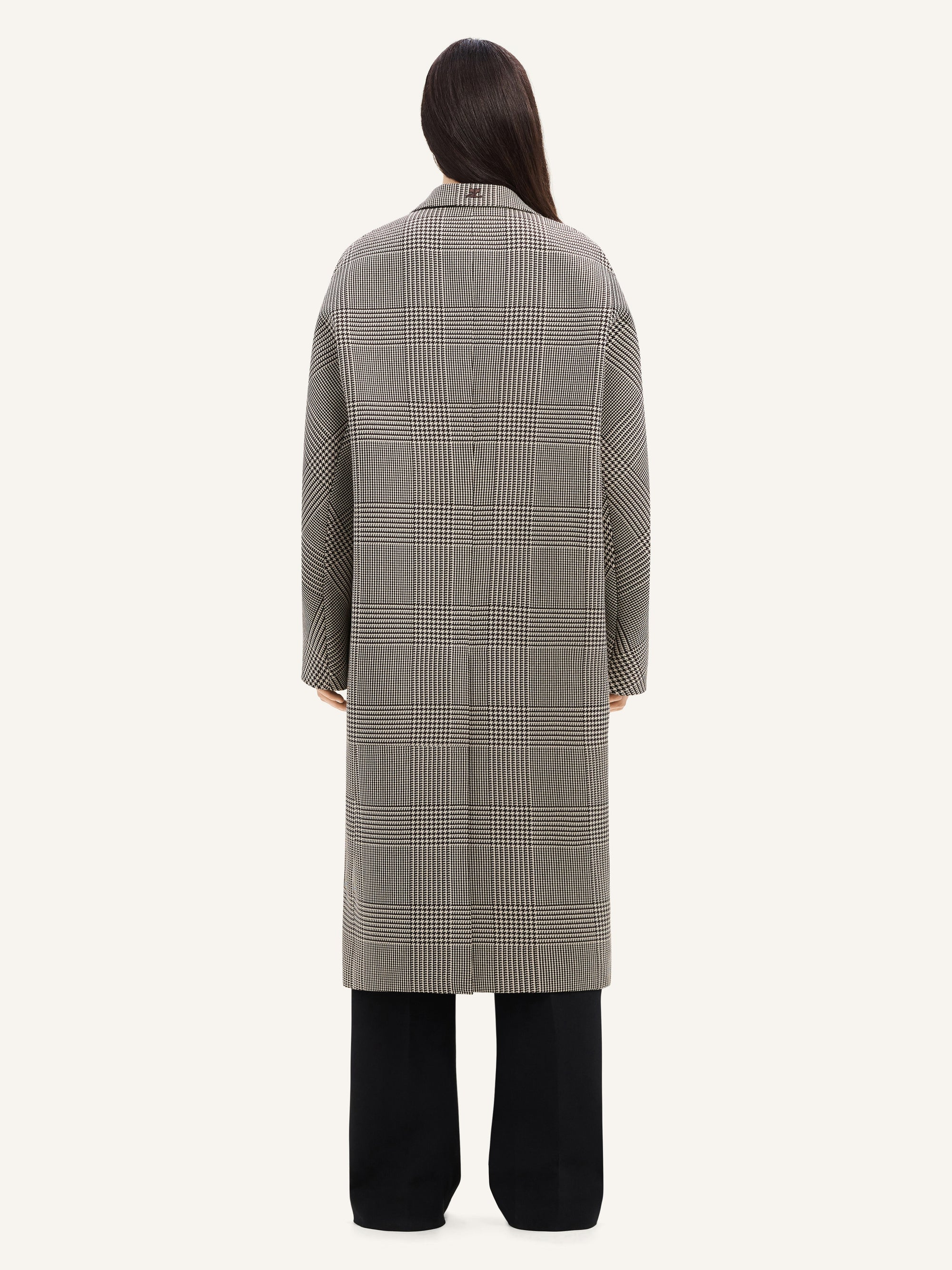 PREMIUM 15pcs NEW / MANTEAU LONG COCOON PRINCE DE GALLES - Sand & Mud Brown