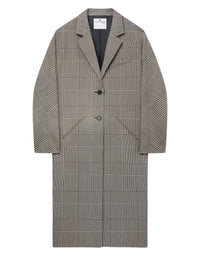 Manteau long Cocoon à motifs Prince de Galles - Sand & Mud Brown