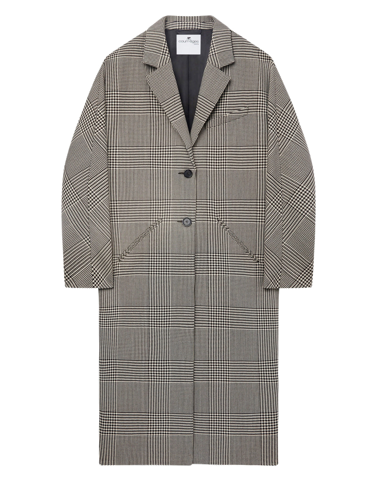 Manteau long Cocoon à motifs Prince de Galles - Sand & Mud Brown