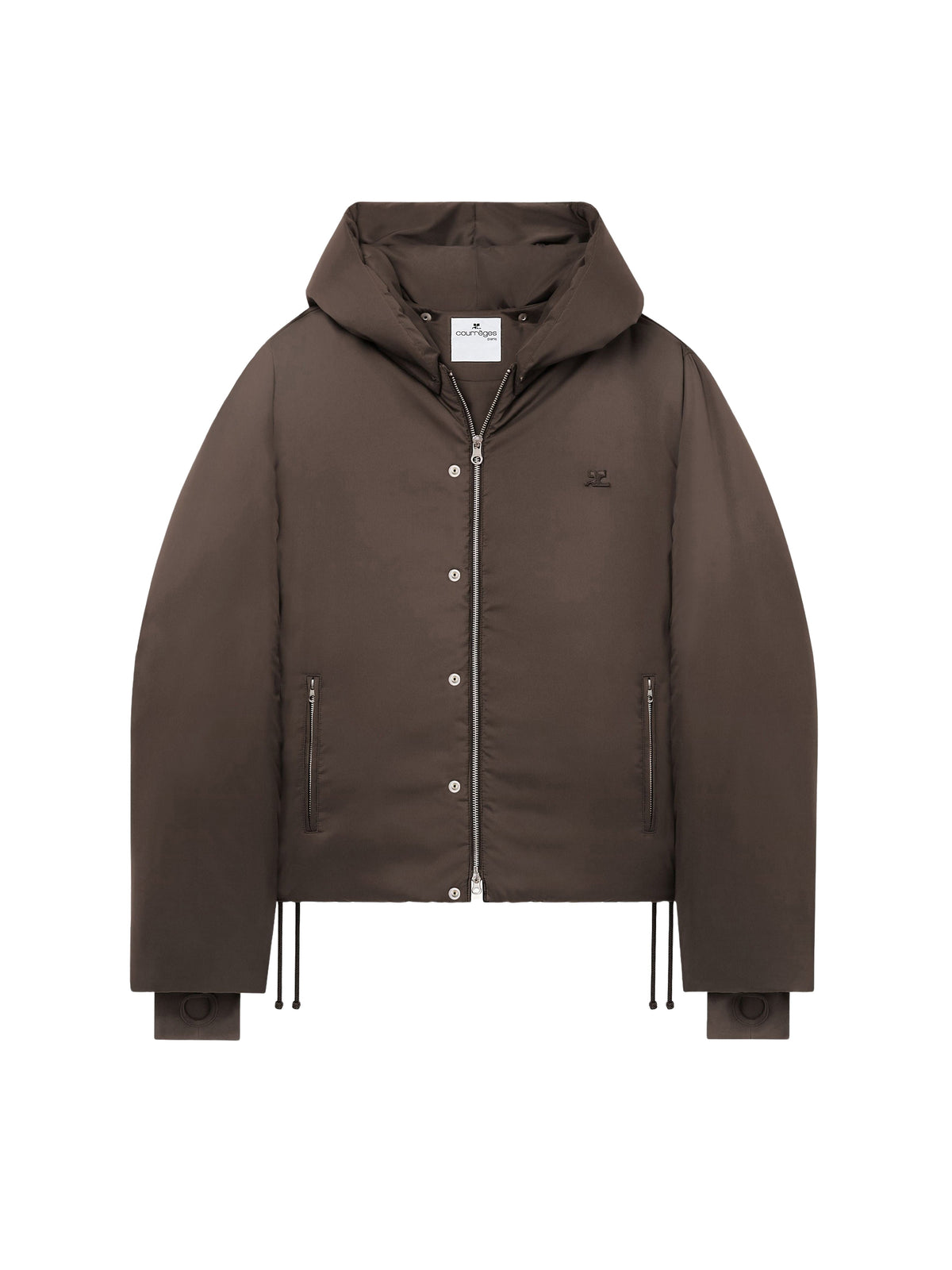 Doudoune à capuche en nylon - Coffee