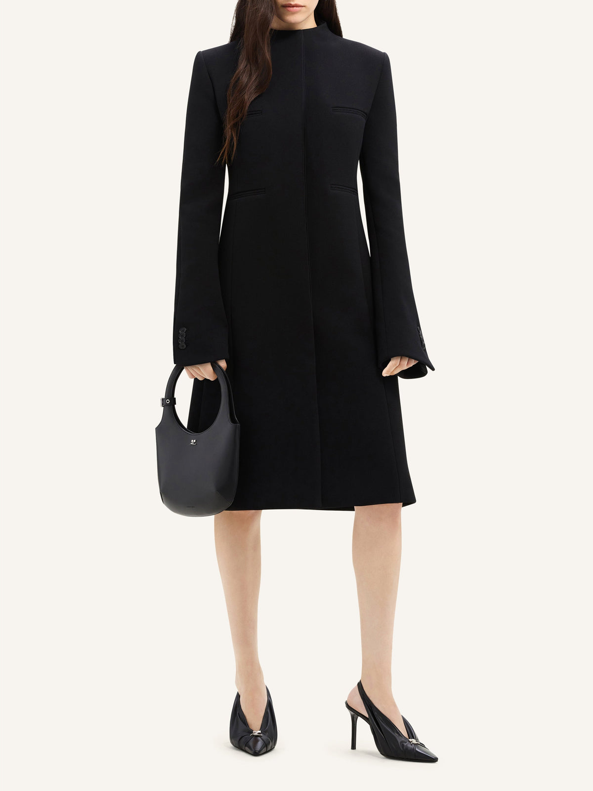 PRIX MARQUE : 390 / MANTEAU HÉRITAGE COL OFFICER EN CRÊPE