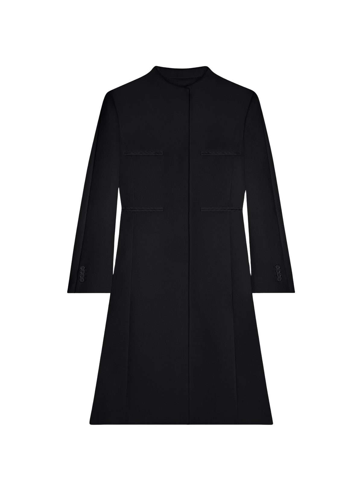 Manteau Héritage col officier en crêpe - Black