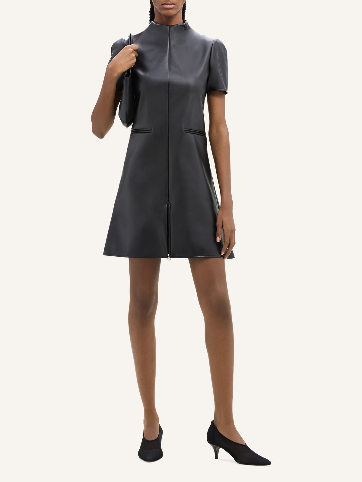 PRIX MARQUE : 210 / ROBE TRAPÈZE EFFET CUIR