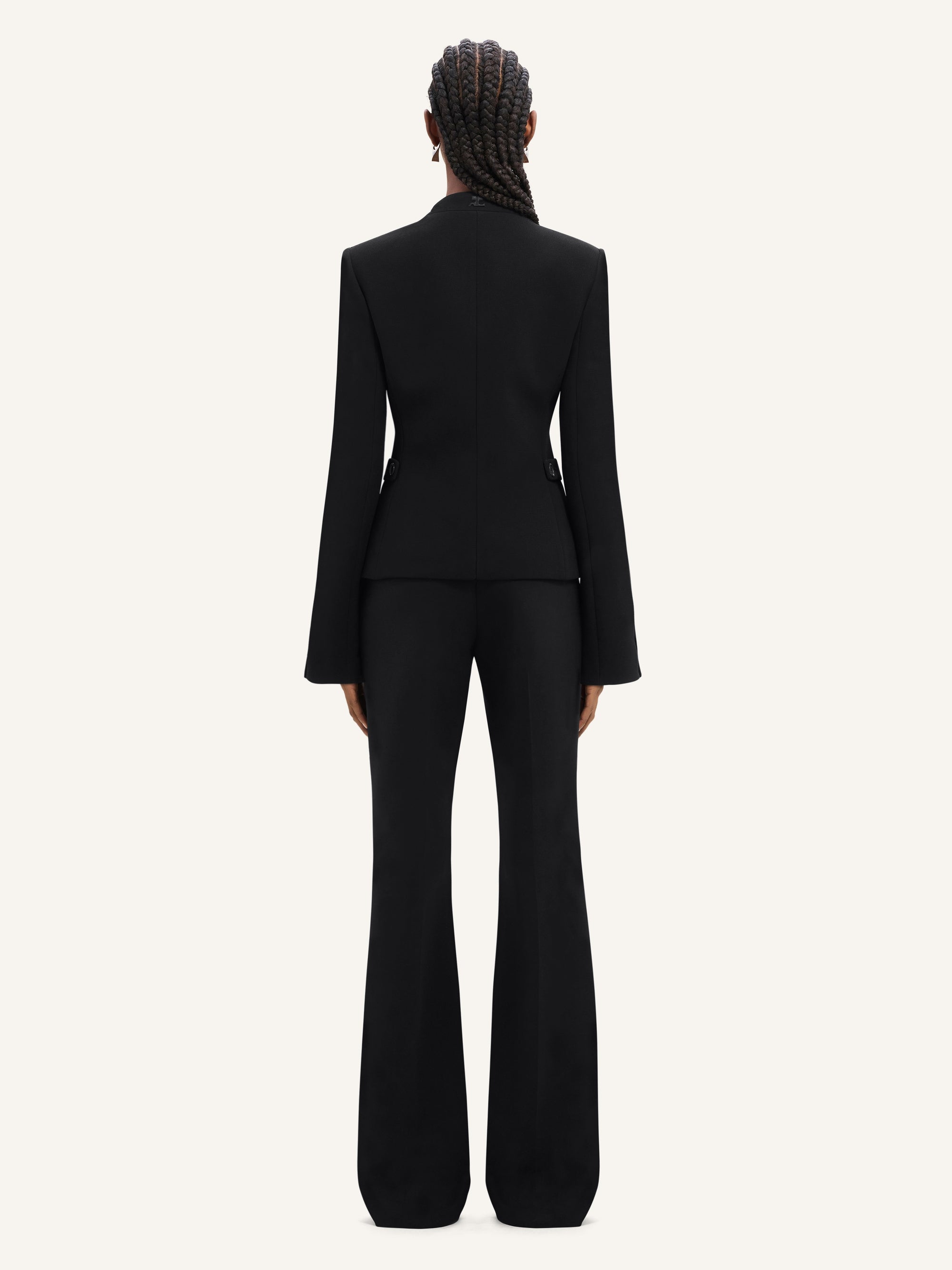 PREMIUM 73pcs NEW / VESTE TAILLEUR HÉRITAGE COL OFFICIER EN CRÊPE - Black