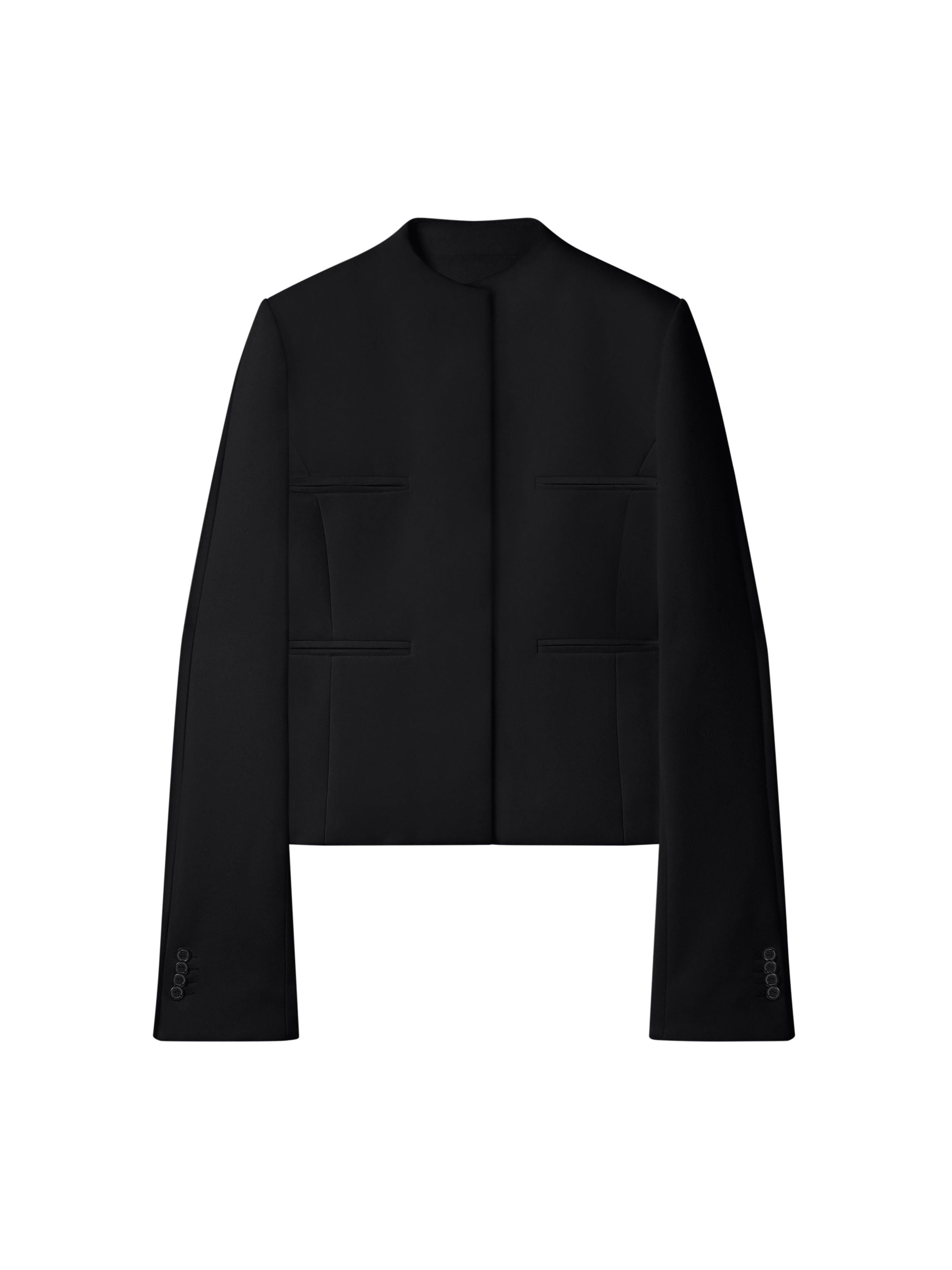PREMIUM 73pcs NEW / VESTE TAILLEUR HÉRITAGE COL OFFICIER EN CRÊPE - Black