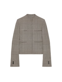 PREMIUM 28pcs NEW / VESTE TAILLEUR HERITAGE COL OFFICIER EN PRINCE DE GALLES - Sand & Mud Brown