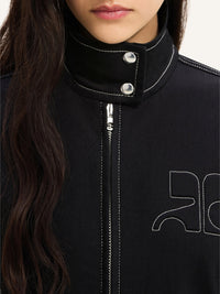 PREMIUM 66pcs NEW / VESTE ICONIQUE EN DENIM SURPIQUÉ - Black & White