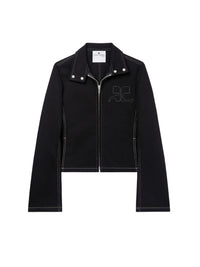 PREMIUM 66pcs NEW / VESTE ICONIQUE EN DENIM SURPIQUÉ - Black & White