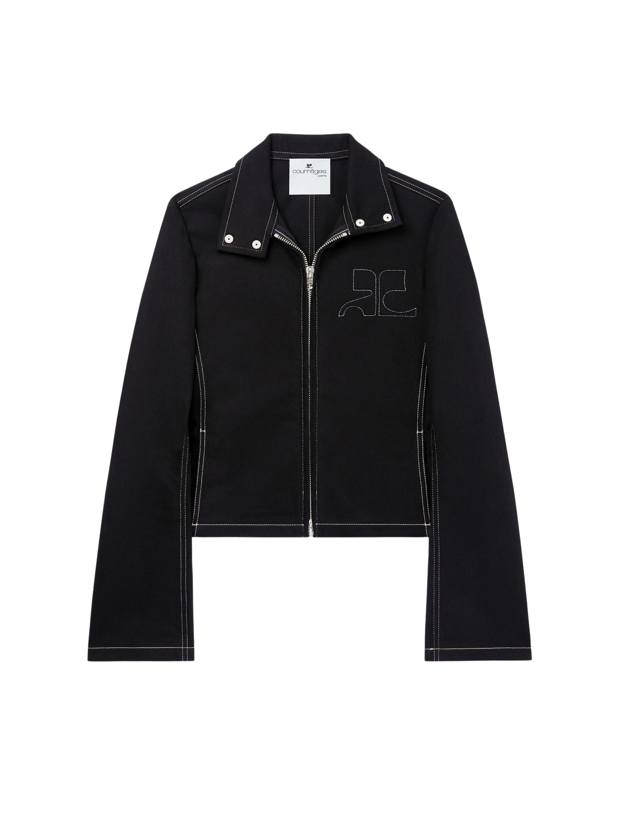 PREMIUM 66pcs NEW / VESTE ICONIQUE EN DENIM SURPIQUÉ - Black & White