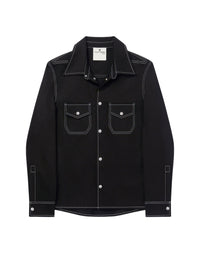 Chemise double poche en denim surpiqué - Black & White
