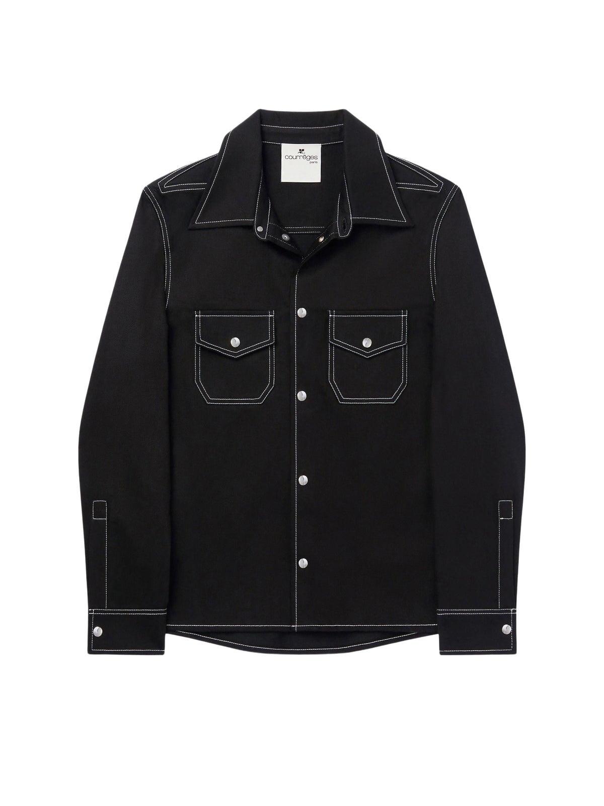 Chemise double poche en denim surpiqué - Black & White
