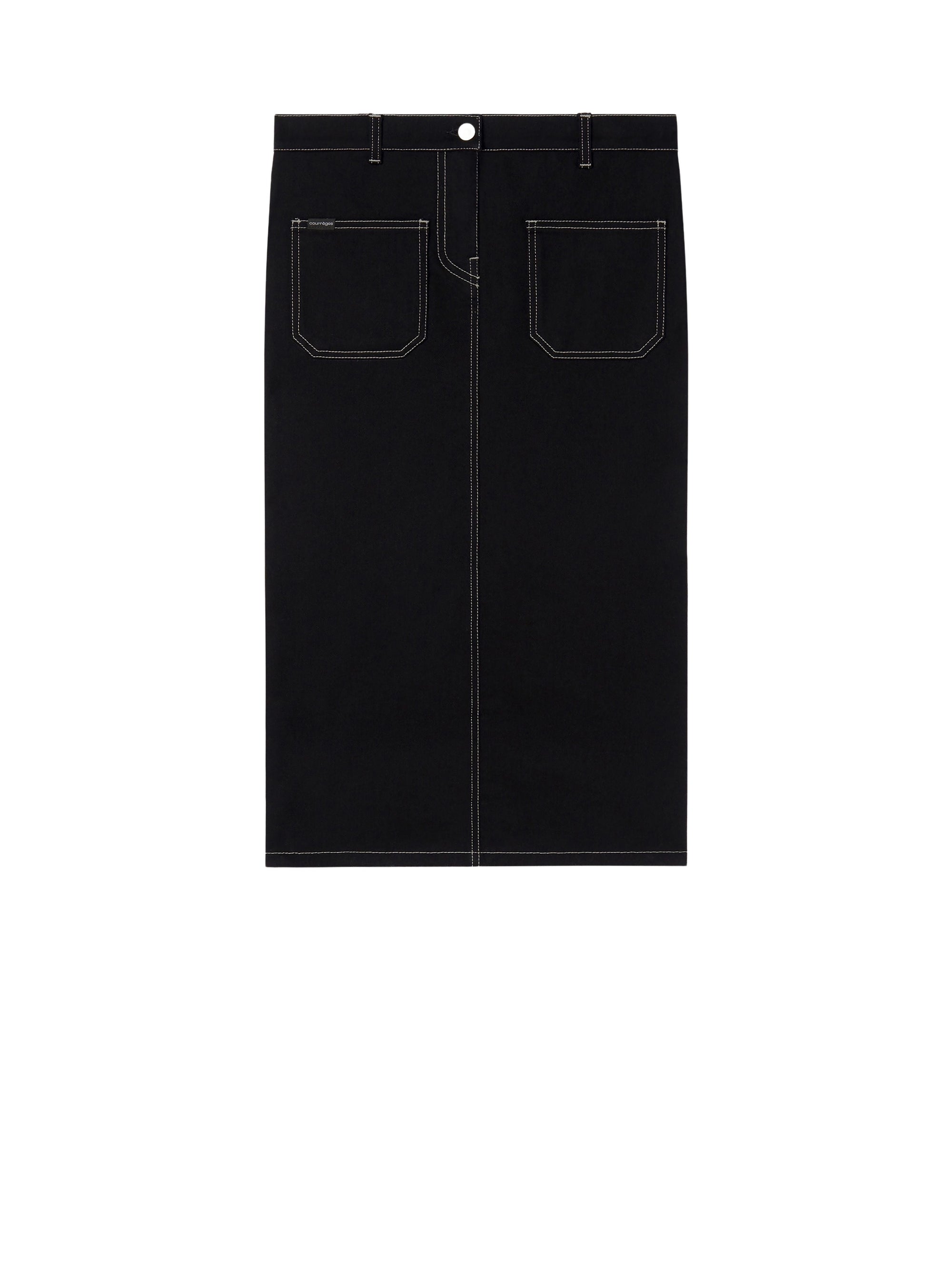 PREMIUM 75pcs NEW / JUPE MIDI 2 POCHE EN DENIM SURPIQUÉ - Black & White