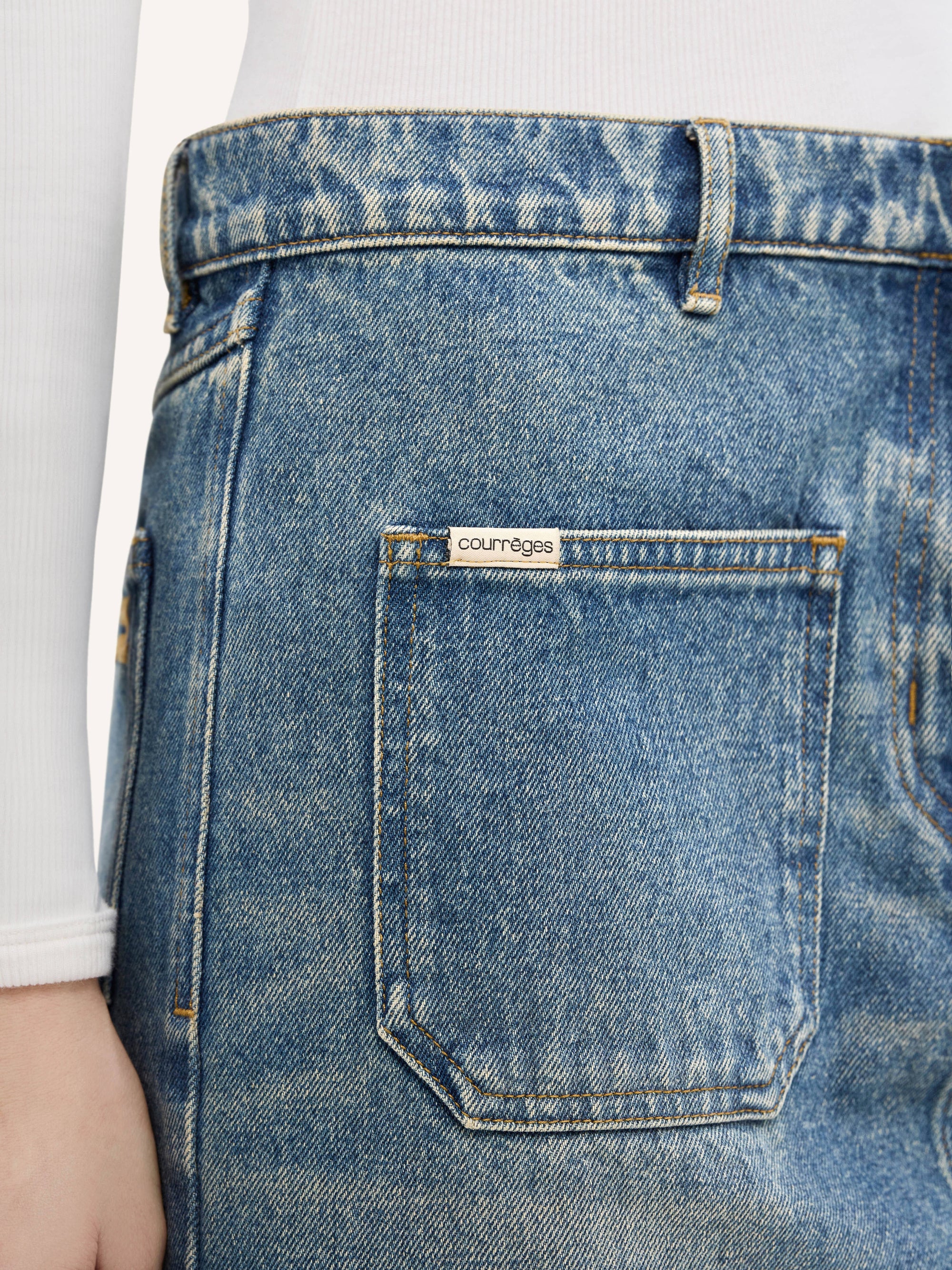 PREMIUM 13pcs NEW / JUPE 2 POCHES EN DENIM - Vintage Medium Blue