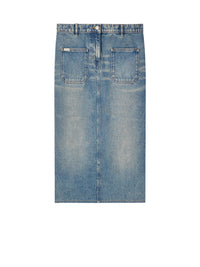 Denim skirt with 2 pockets - Vintage Medium Blue