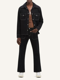 PREMIUM 31pcs NEW / PANTALON 2 POCHES EN DENIM SURPIQUÉ - Black & White