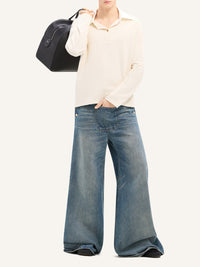 PREMIUM 71pcs NEW / PANTALON BAGGY UNE POCHE EN DENIM - Vintage Medium Blue