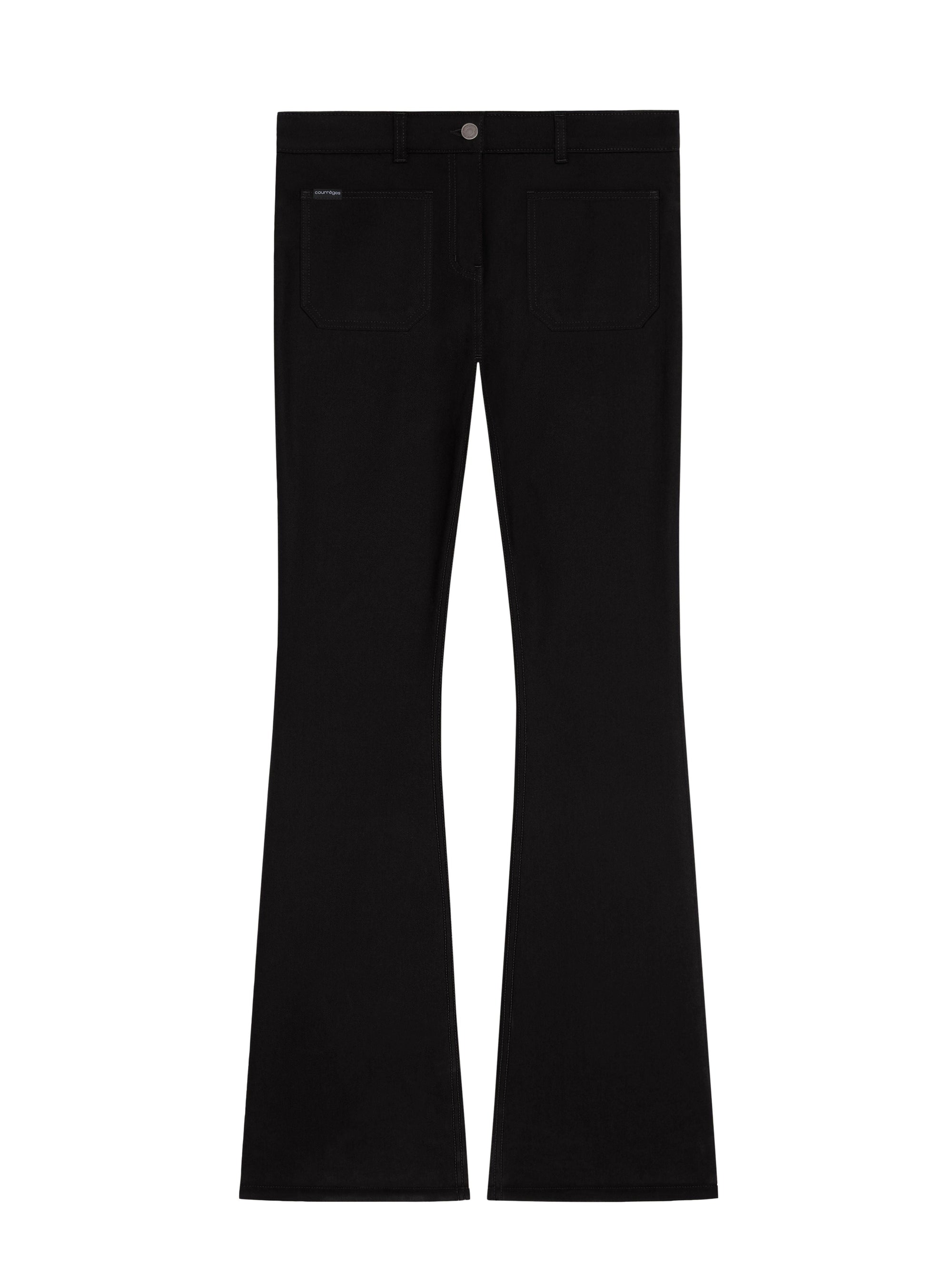 PREMIUM 19pcs NEW / PANTALON BOOTCUT 2 POCHES EN DENIM SURPIQUÉ - Black