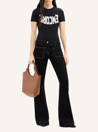 PREMIUM 20pcs NEW / PANTALON BOOTCUT 2 POCHES EN DENIM SURPIQUÉ - Black & White