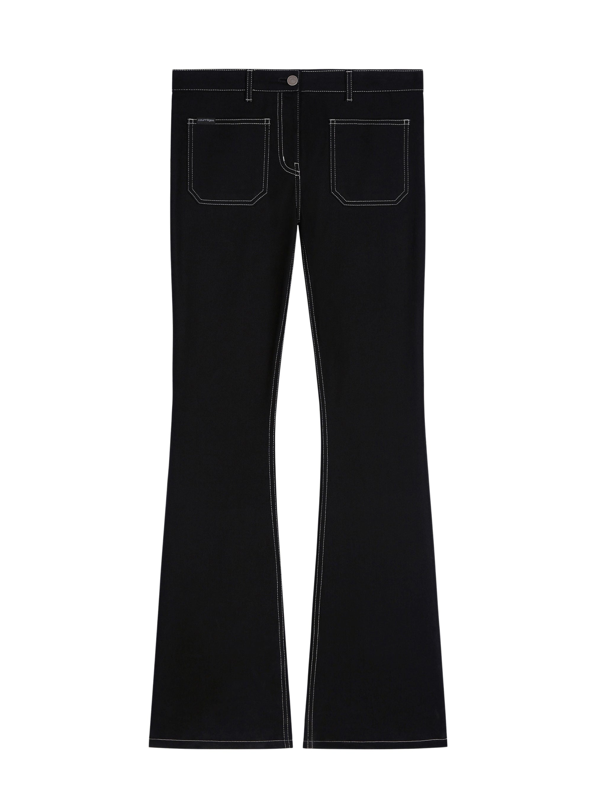 PREMIUM 20pcs NEW / PANTALON BOOTCUT 2 POCHES EN DENIM SURPIQUÉ - Black & White