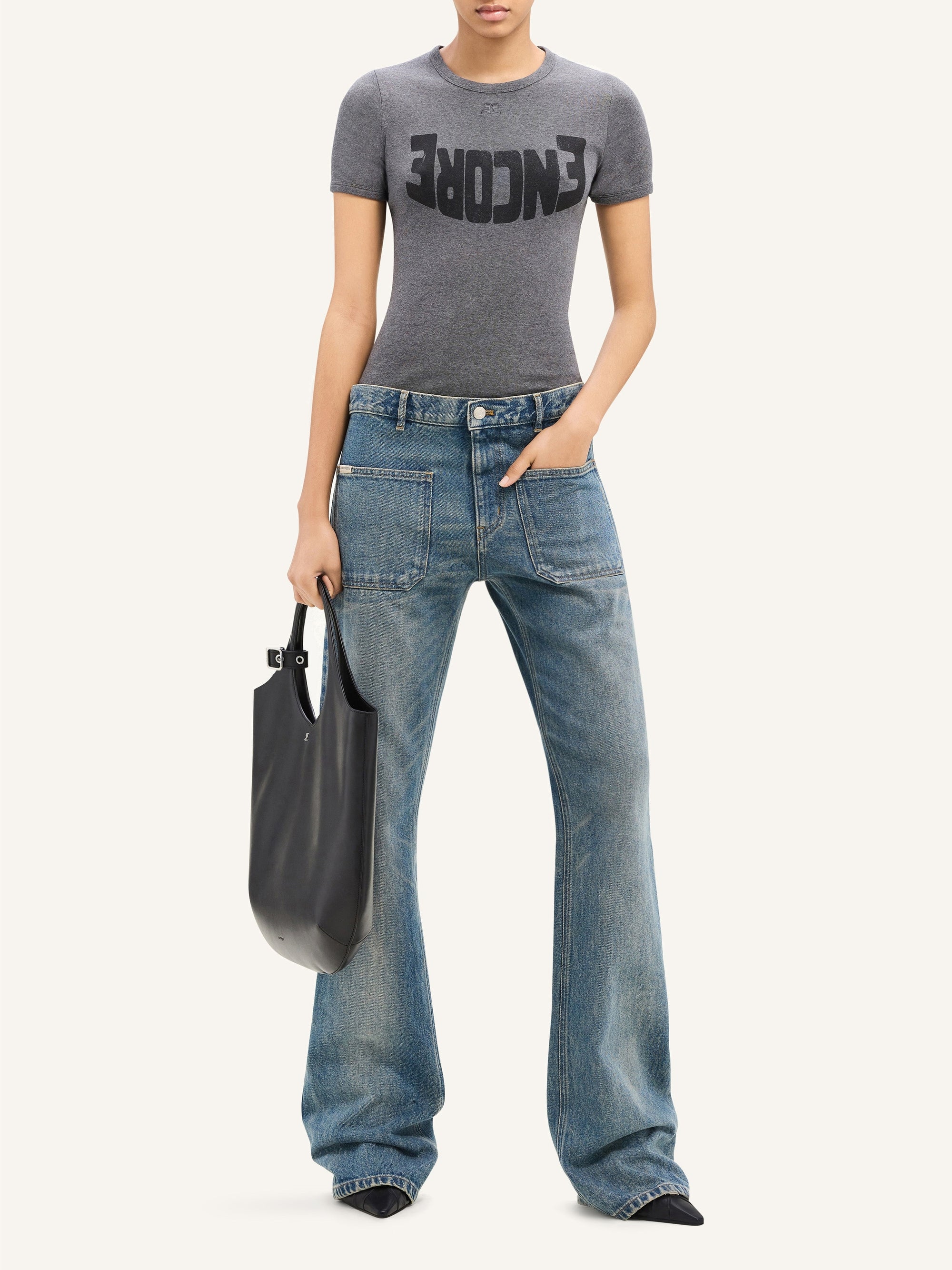 PREMIUM 28pcs NEW / PANTALON BOOTCUT 2 POCHES EN DENIM - Vintage Medium Blue