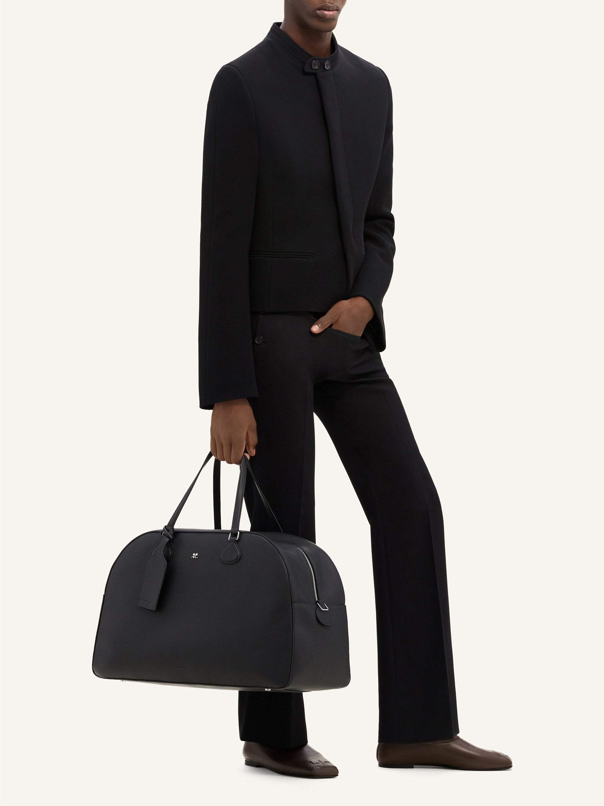 PREMIUM 21pcs NEW / SAC WEEKENDER EN CUIR GRAINÉ - Black