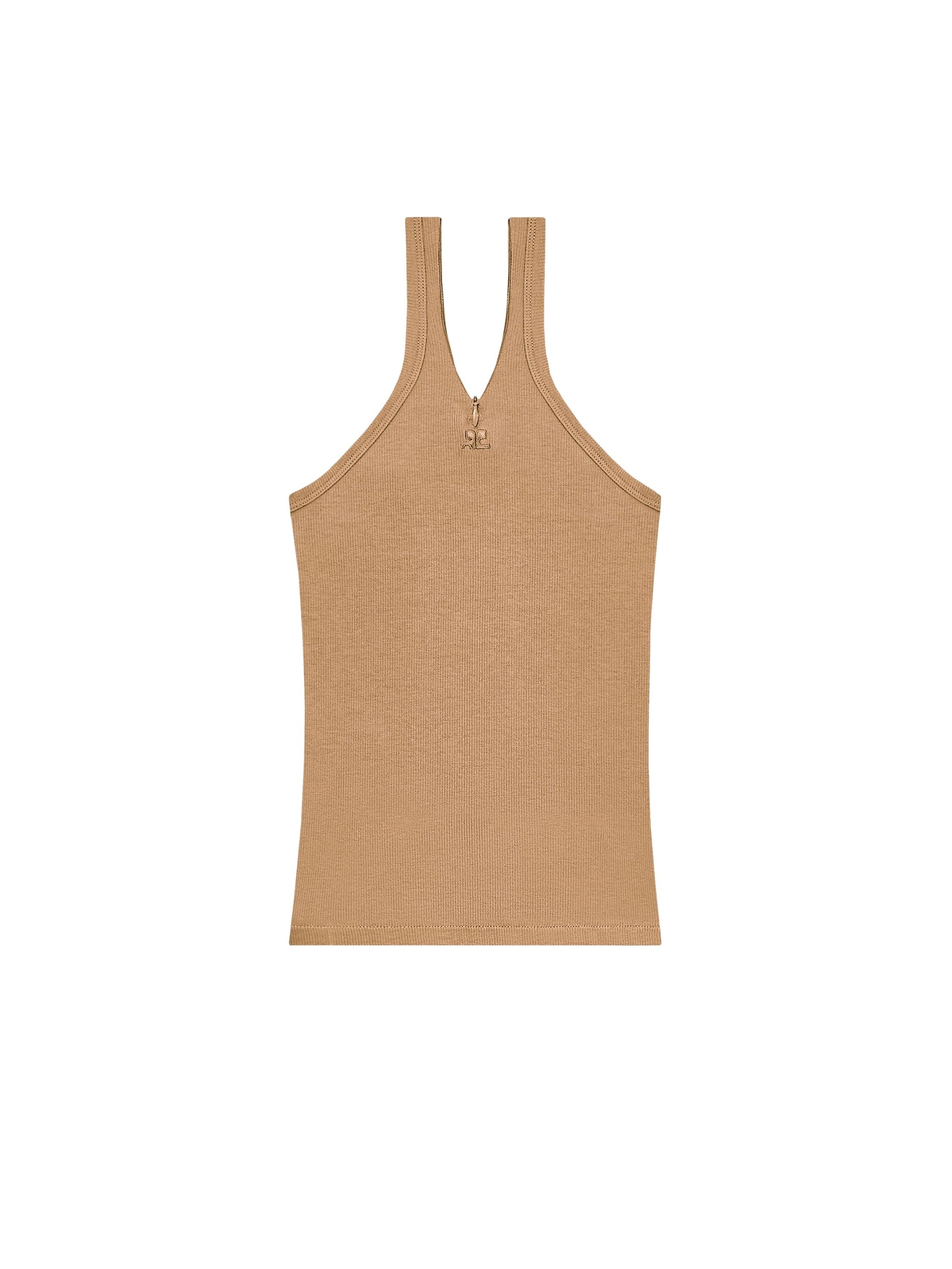 PREMIUM 17pcs NEW / DÉBARDEUR CÔTELÉ CROISÉ 90'S - Toffee