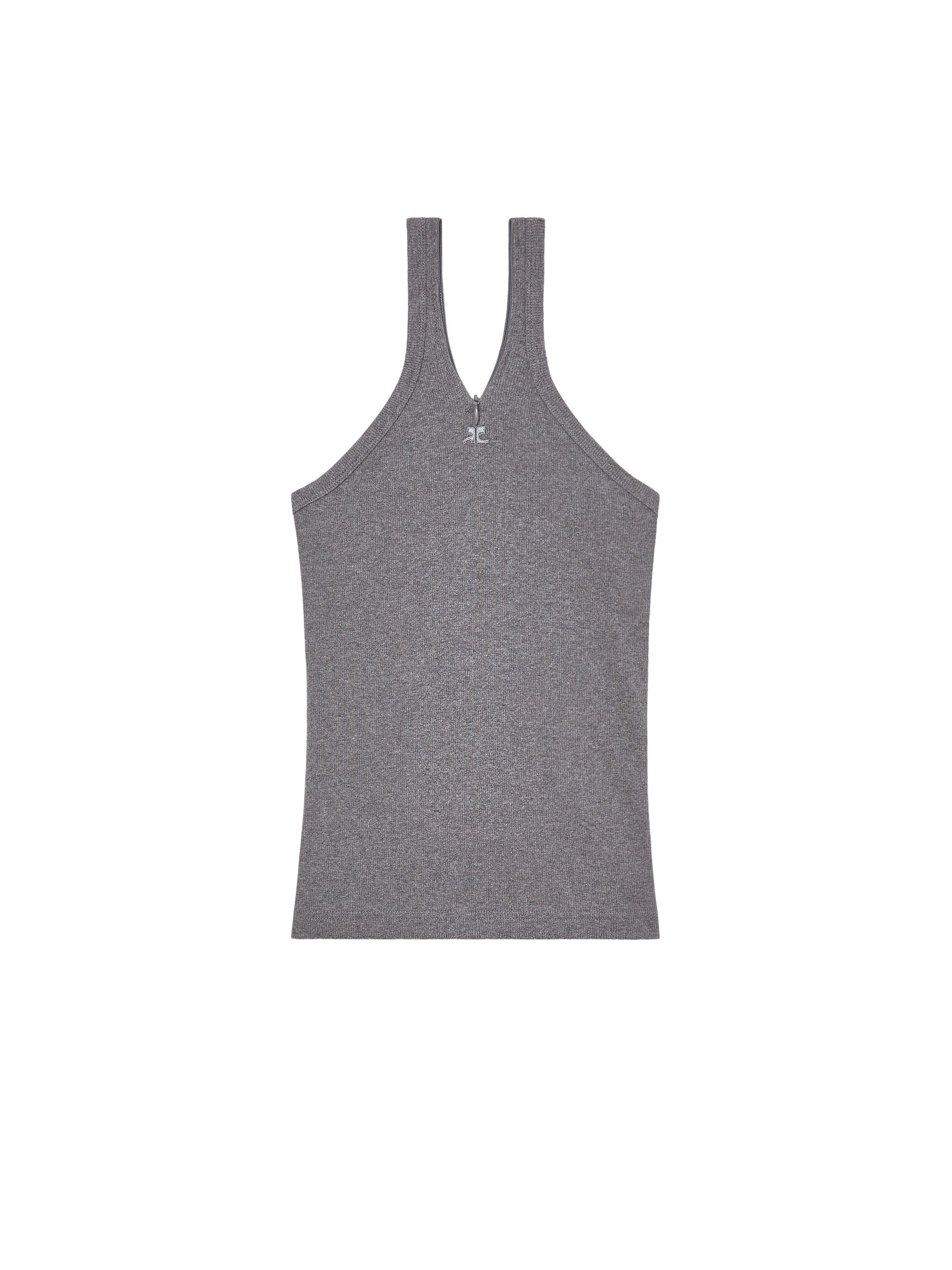 PREMIUM 9pcs NEW / DÉBARDEUR CÔTELÉ CROISÉ 90'S - Dark Heather Grey