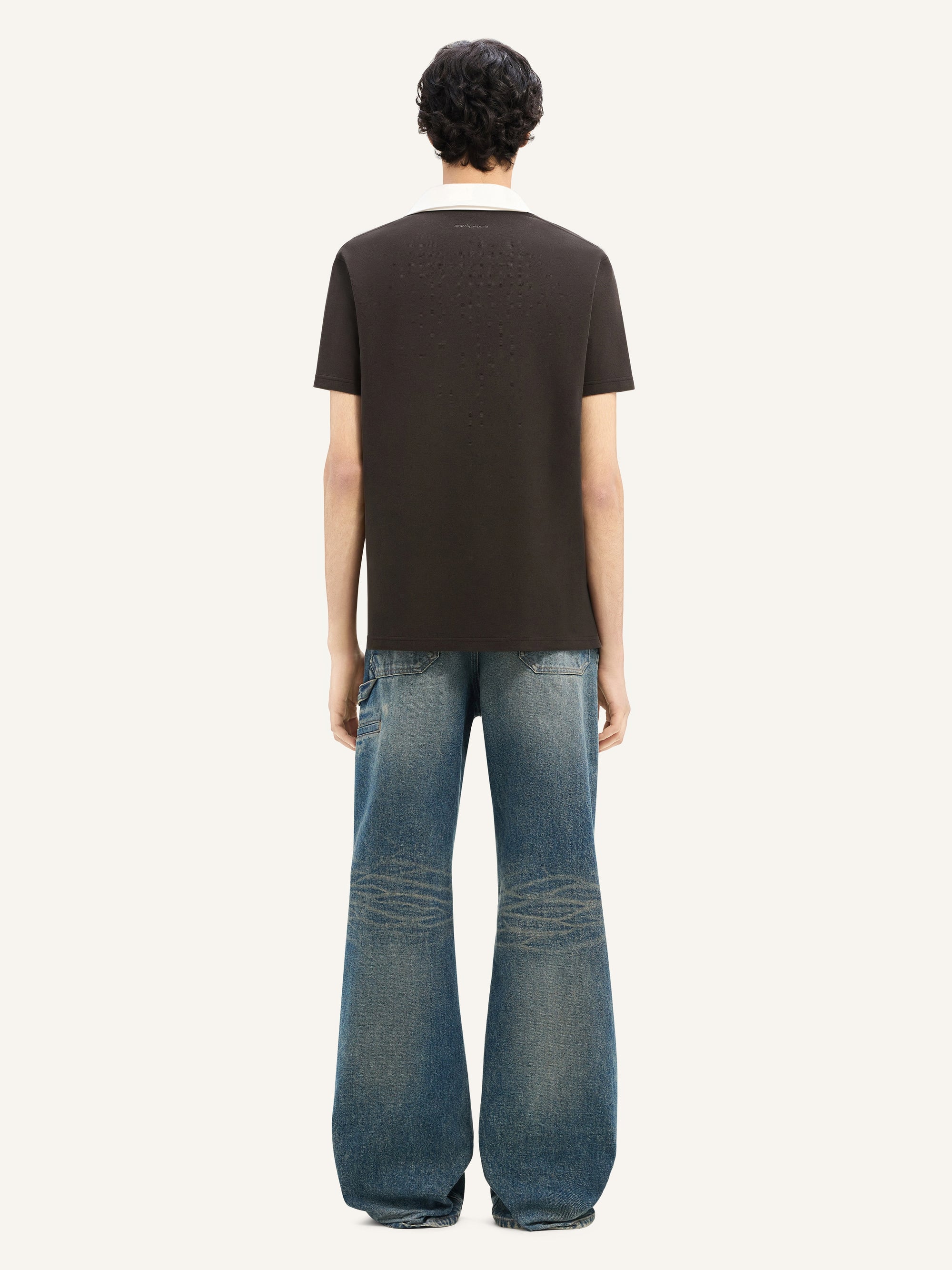 PREMIUM 48pcs NEW / POLO CONTRASTÉ EN COTON - Mud brown