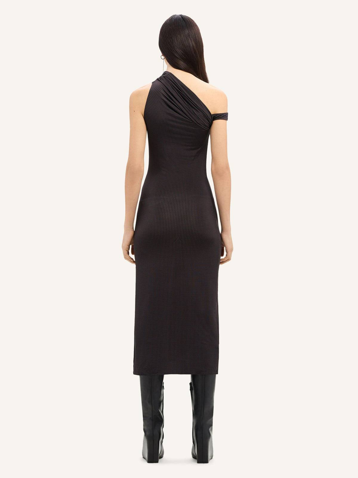 PRIX MARQUE : 250 / ROBE MIDI TWIST PIED-DE-POULE