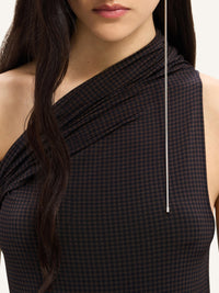 PREMIUM 46pcs NEW / ROBE MIDI TWIST PIED-DE-POULE - Chocolate & Black