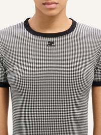 PREMIUM 65pcs NEW / T-SHIRT CONTRASTE PIED-DE-POULE - Houndstooth White & Black