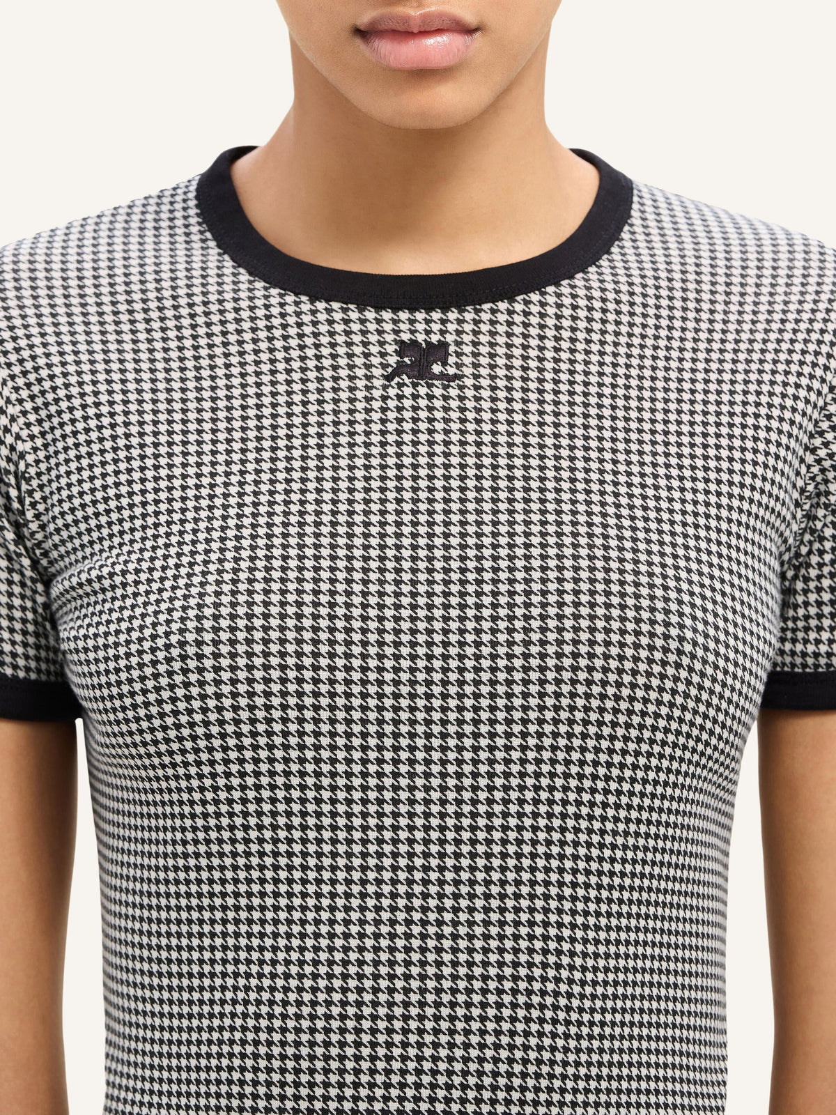 PRIX MARQUE : 90 / T-SHIRT CONTRASTE PIED-DE-POULE