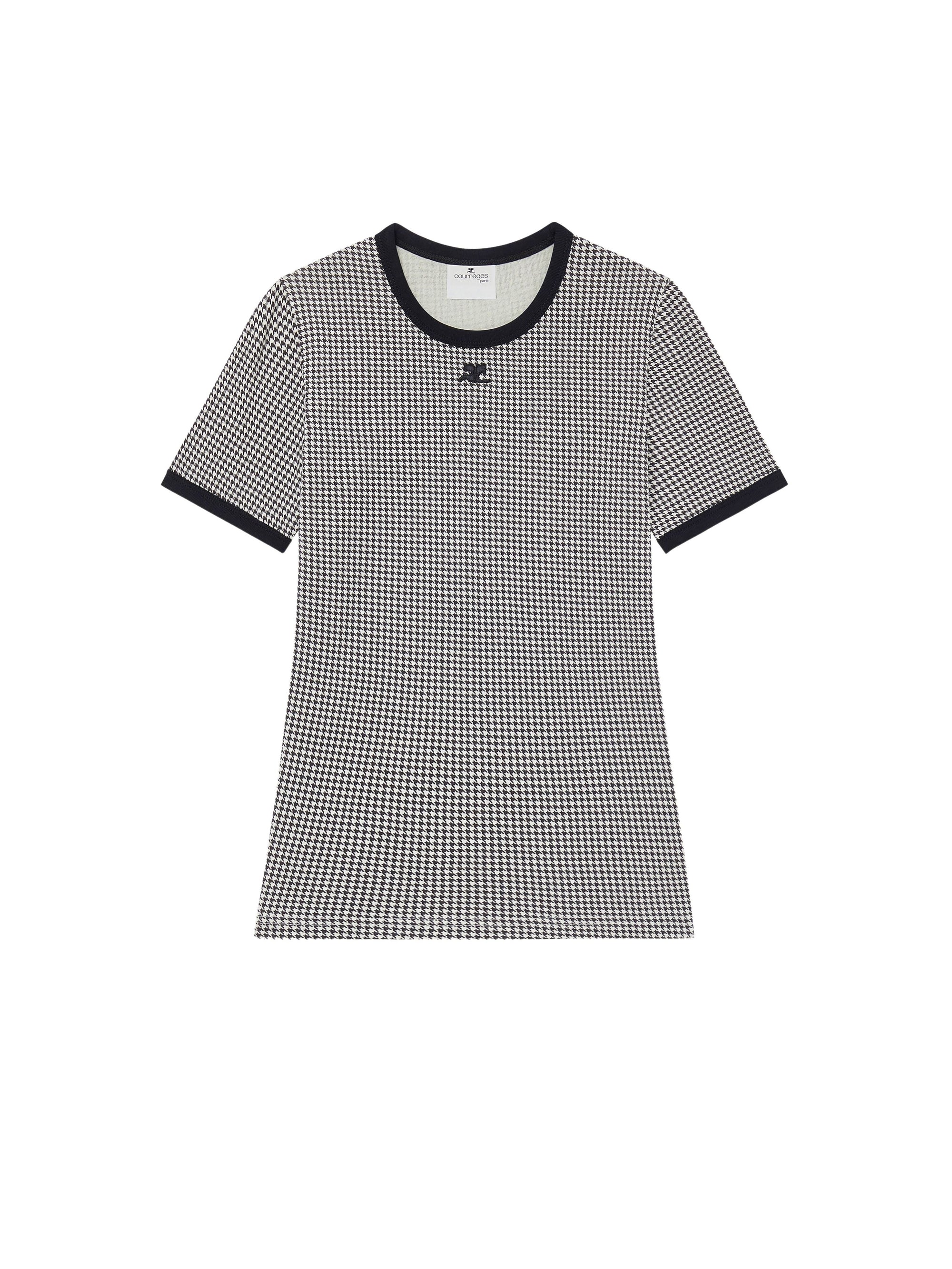 PREMIUM 65pcs NEW / T-SHIRT CONTRASTE PIED-DE-POULE - Houndstooth White & Black