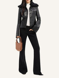 PREMIUM 6pcs NEW / BLOUSON EN CUIR COL EN SHEARLING