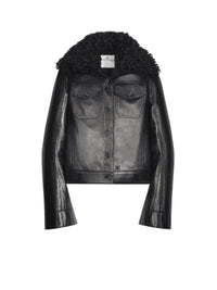 PREMIUM 6pcs NEW / BLOUSON EN CUIR COL EN SHEARLING