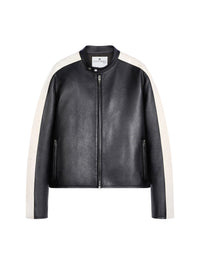 PRIX MARQUE : 750 / BLOUSON BIKER EN CUIR CONTRASTE