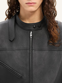 PREMIUM 8pcs NEW / VESTE RACER À BOUCLE EN CUIR - Black