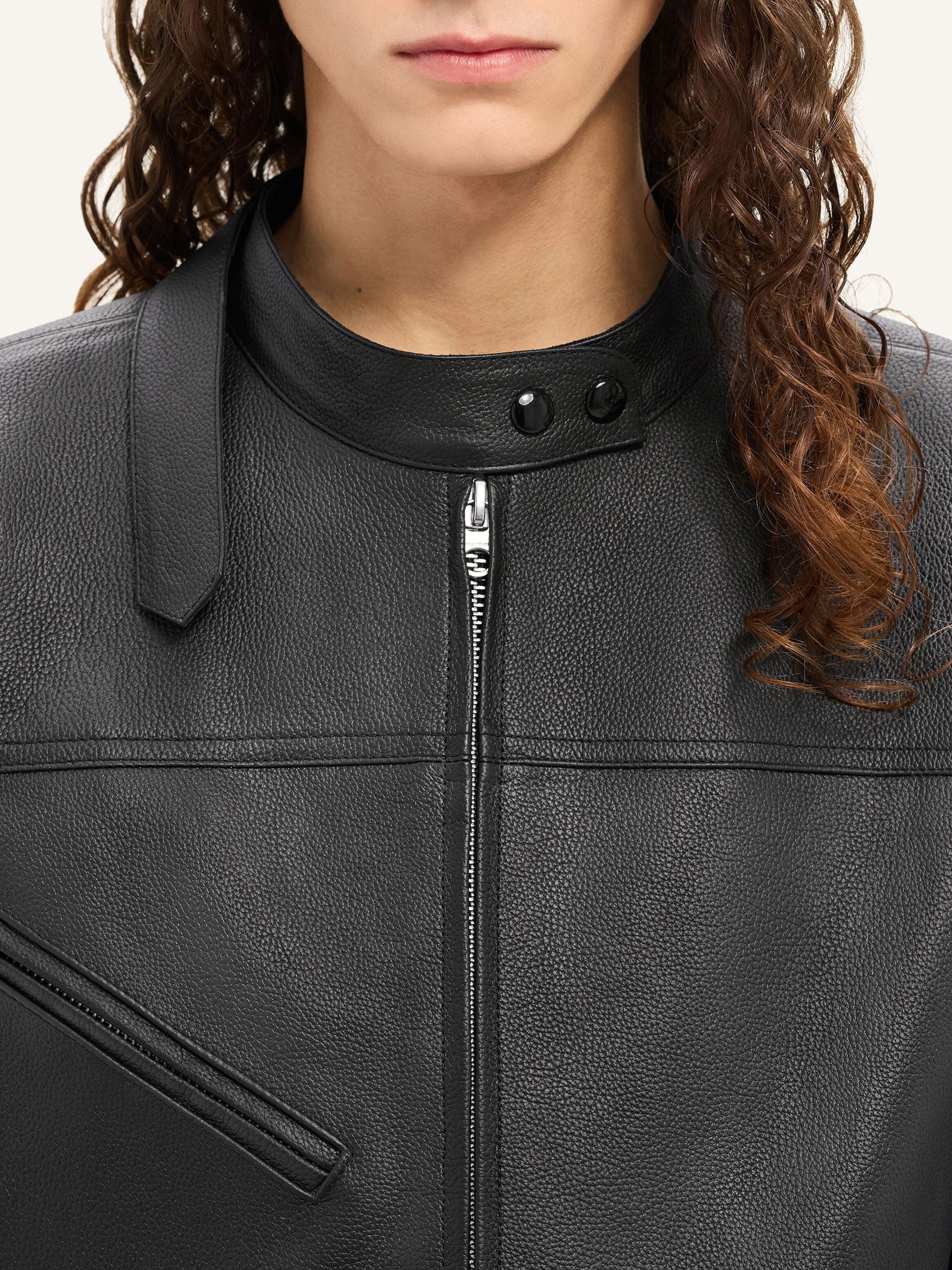 PREMIUM 8pcs NEW / VESTE RACER À BOUCLE EN CUIR - Black