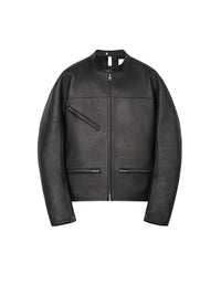 PREMIUM 8pcs NEW / VESTE RACER À BOUCLE EN CUIR - Black