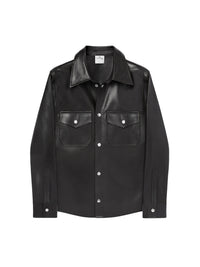 CHEMISE EN CUIR POCHES PLAQUÉES