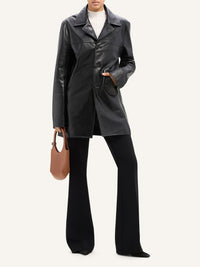 PREMIUM 4pcs NEW / MANTEAU TAILLEUR EN CUIR - Black