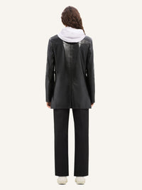 PREMIUM 4pcs NEW / MANTEAU TAILLEUR EN CUIR - Black