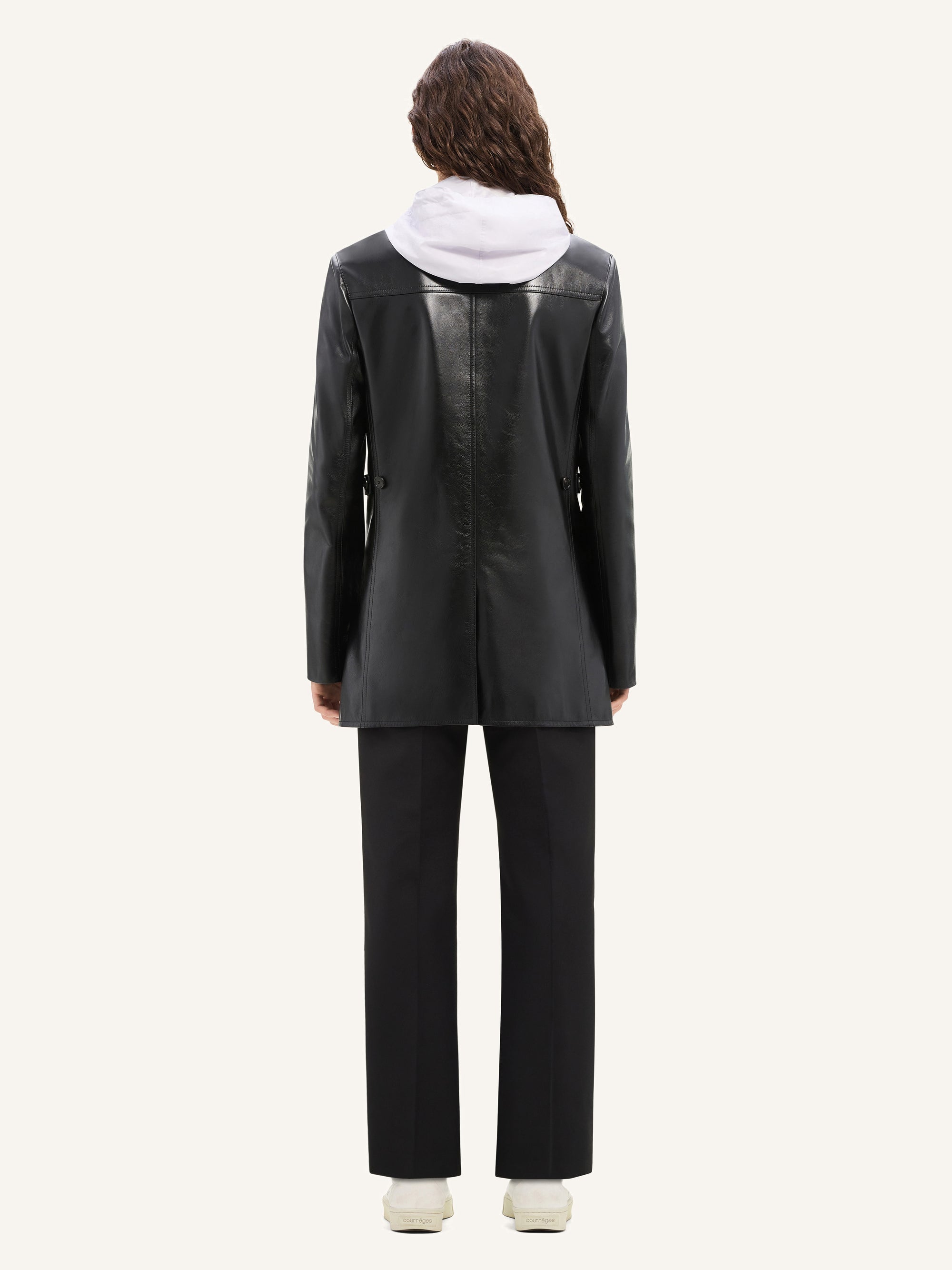 PREMIUM 4pcs NEW / MANTEAU TAILLEUR EN CUIR - Black