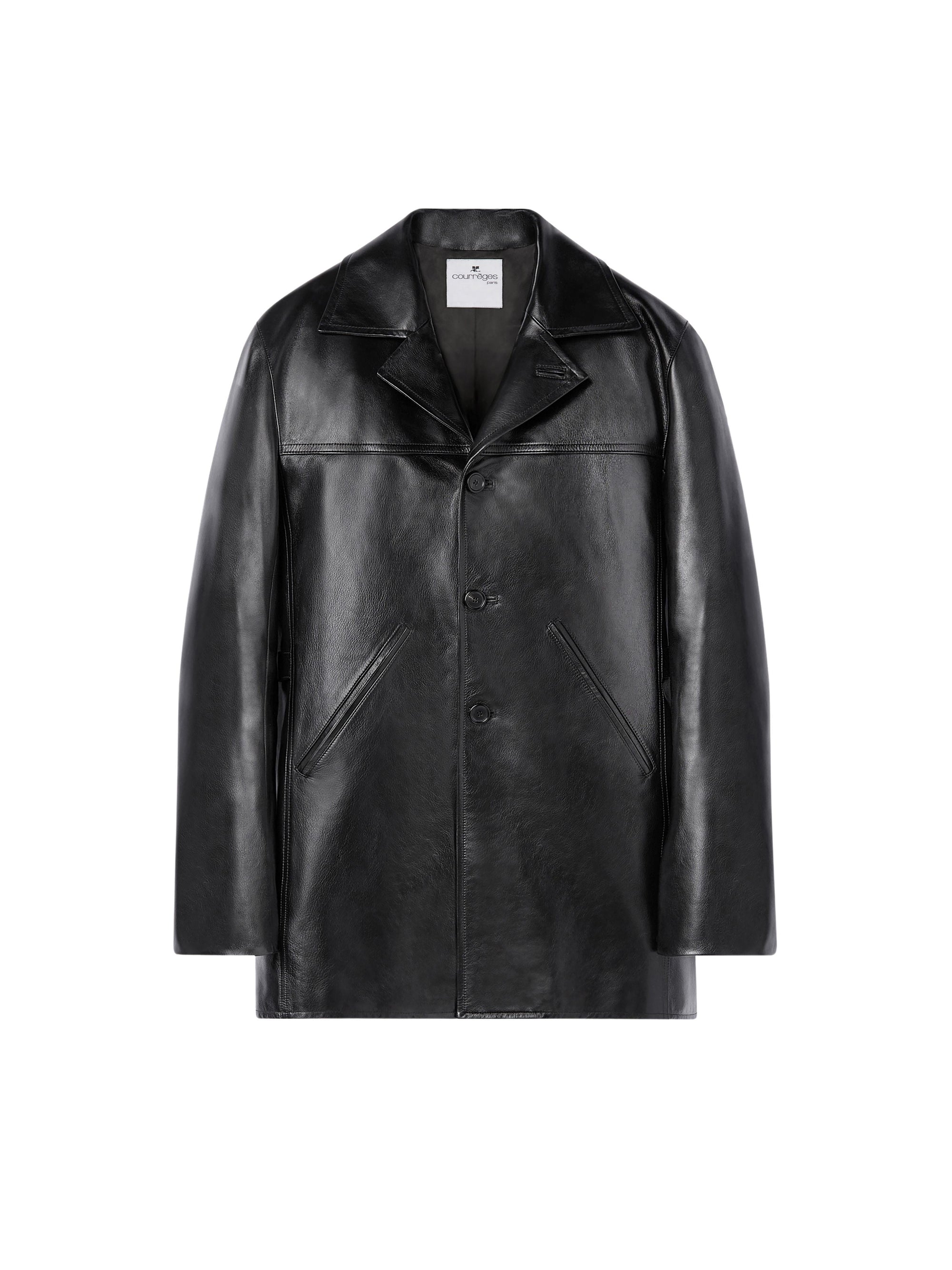 PREMIUM 4pcs NEW / MANTEAU TAILLEUR EN CUIR - Black