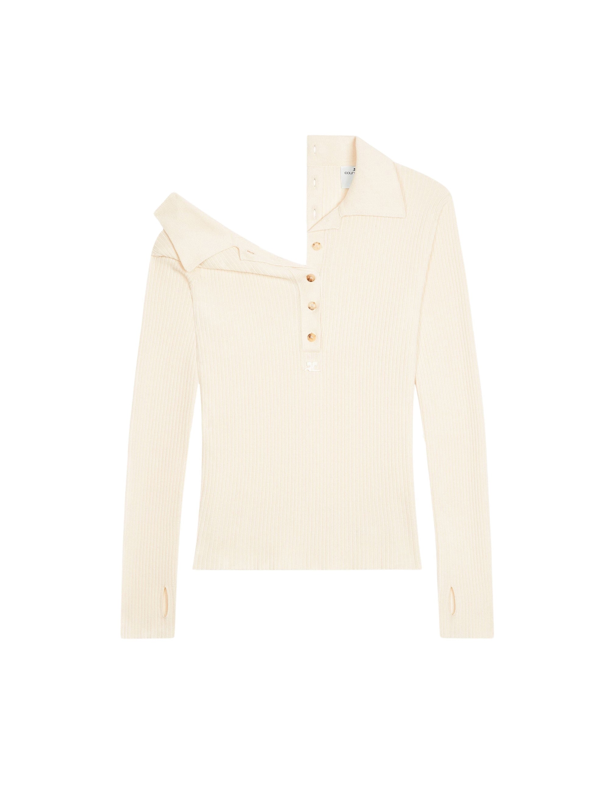 PREMIUM 79pcs NEW / POLO EN LAINE LÉGÈRE MULTI-BOUTONS - Natural