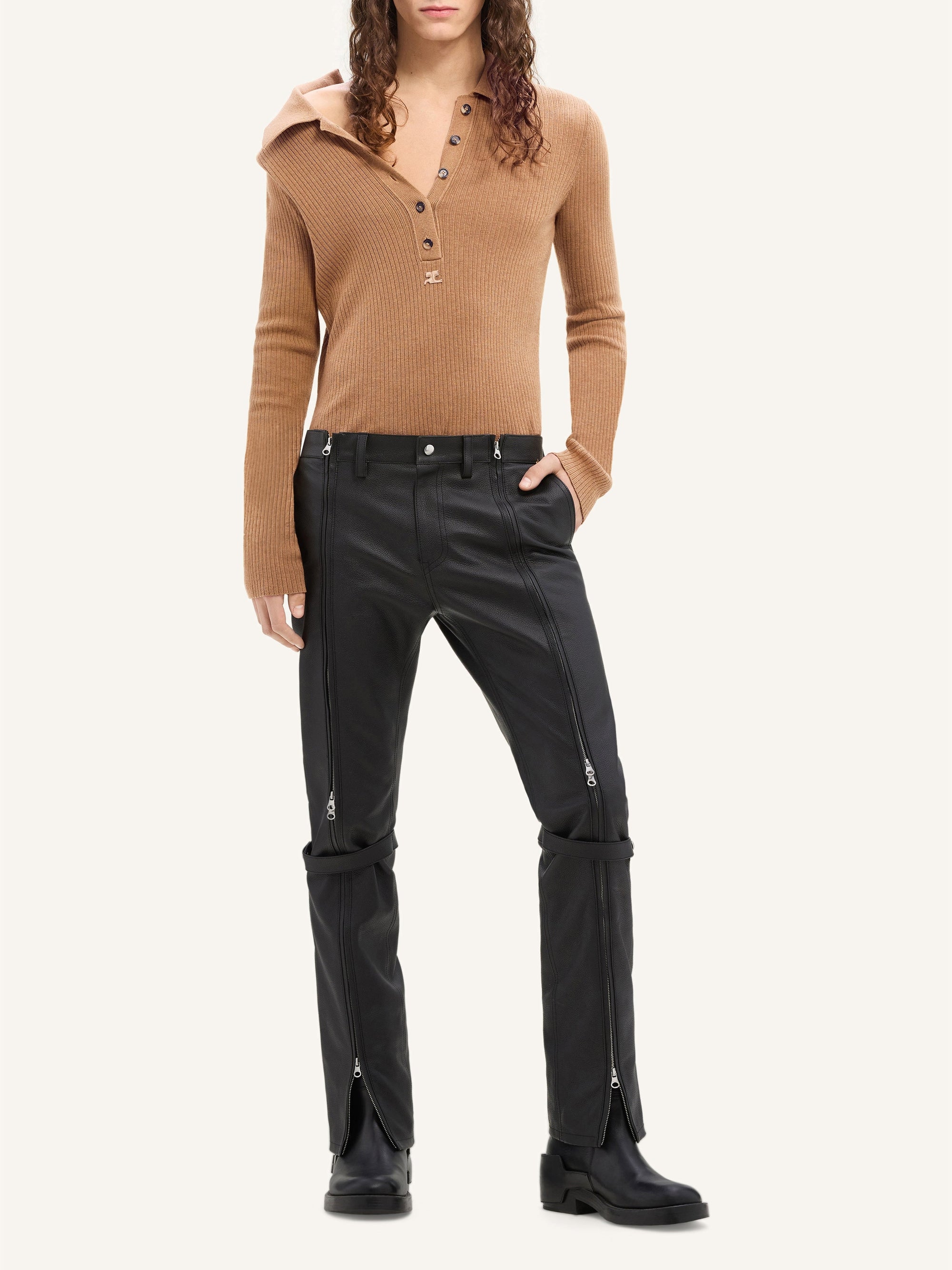 PREMIUM 44pcs NEW / POLO EN LAINE LÉGÈRE MULTI-BOUTONS - Toffee